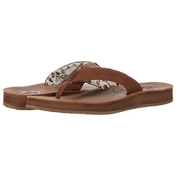 Freewaters Lady Dillon Sandals Women's 6 Brown Leather Slip On Flip Flop RHS5887