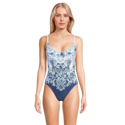 Lilly Pulitzer Klynn One-Piece Swimsuits Women's 8 Bonaire Blue Floral GBO1004