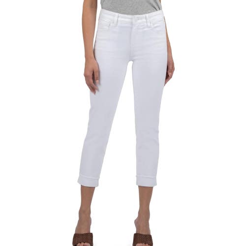 KUT from the Kloth Amy Jeans Women's 6P White Denim Straight Leg Cropped GBO943