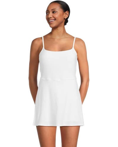 Sunsets Naomi Swim Dress Women's L White Lily Adjustable Strap One-Piece GBO944