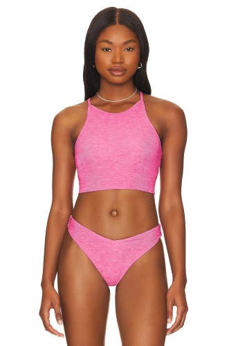 Beach Riot Anna Bikini Tank Top Womens M Fandango Pink Stretch Swimwear GBO861