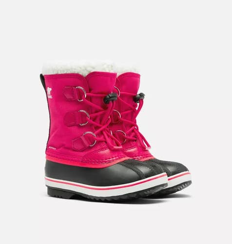 Sorel Yoot Pac 1855211 Kids Bright Rose Sherpa Cuff Waterproof Snow Boot RHS5826