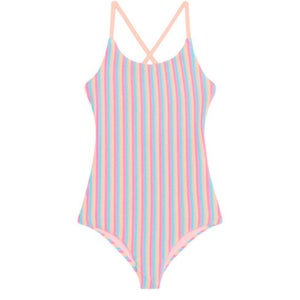 Beach Riot Little Julia Swimsuit Girls 11/12 Petal Stripes One Piece GBO1037
