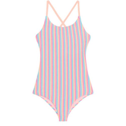 Beach Riot Little Julia Swimsuit Girls 11/12 Petal Stripes One Piece GBO1037