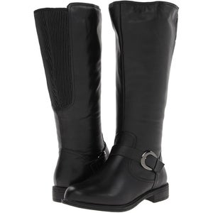 David Tate Branson Boots Women's US 8 Black Leather Side Zip Wide Calf RHS5931
