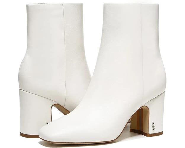 Sam Edelman Fawn Boots Women's 10 White Leather Block Heel Ankle Bootie RHS6160