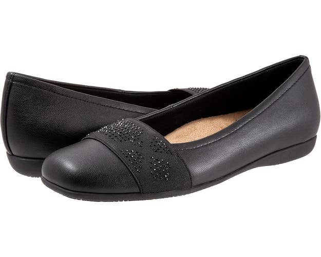 Trotters Samantha Ballet Flat Womens 10.5 Black Square Toe Slip On Shoes RHS6153