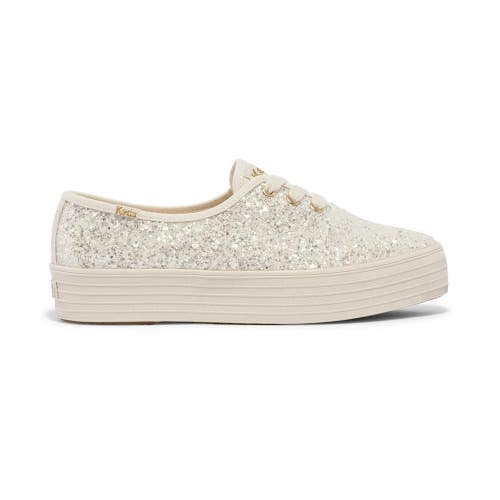 Keds Point Glitter Celebrations Sneaker Women's US 6 Cream Platform Shoes ZAP600
