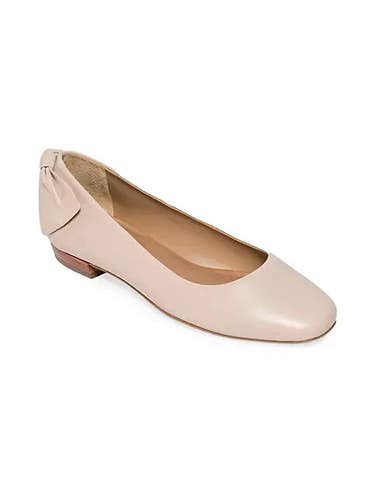 Bernardo Eloise Flat Women 6 Blush Leather Bow Detail Square Toe Slip-On RHS5831