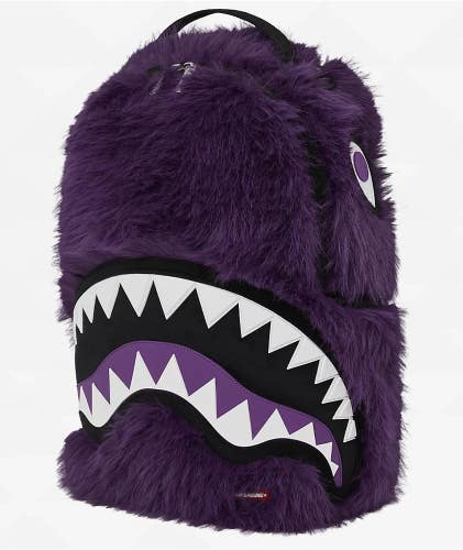 Sprayground Fur Cray Backpack Unisex Purple Graphic Print Faux Fur Bag SPR185