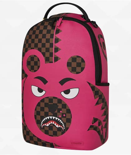 Sprayground Pink Bear Shark Backpack Unisex Multicolor Laptop Sleeve Bag SPR188