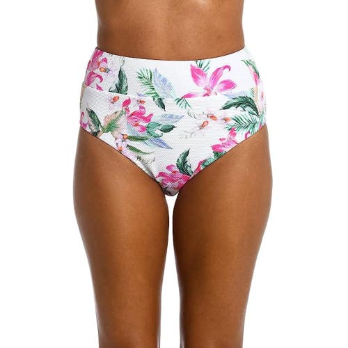 La Blanca Mystic Palms Bikini Bottom Women's 4 White Tropical Swimwear GBO702