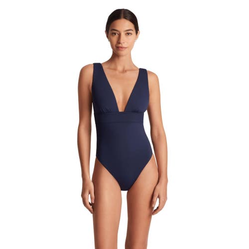 Lauren Ralph Lauren Sculpting Solids Swimsuit Women's 8 Blue One Piece RED411