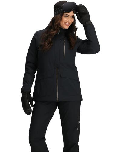 Obermeyer First Tracks Jacket Women's 12 Black Hooded Waterproof Full Zip GBO619