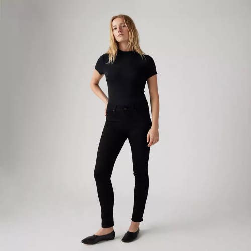 Levi's 311 Jeans Women's 27x28 Black Denim Dark Wash Mid-Rise Skinny Leg GBO750