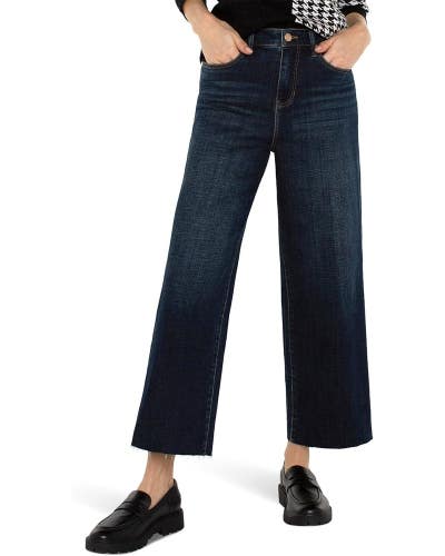 Liverpool Stride Crop Wide Cut Hem Jeans Women 10/30 Blue Denim High-Rise GBO666