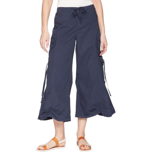 XCVI Cargo Gaucho Crop Pants Womens Medium Anchor Navy Cotton Wide Leg GBO635