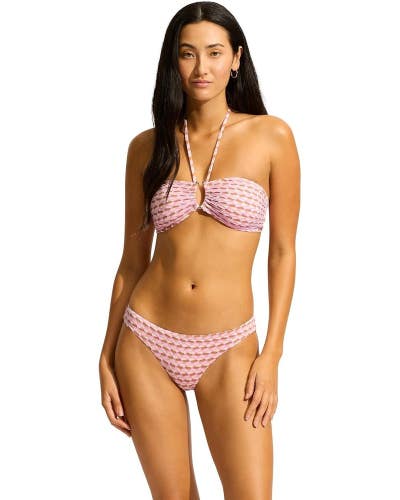 Seafolly Mala Bikini Bottom Women's 10 Blossom Stretch Hipster Swimwear GBO723
