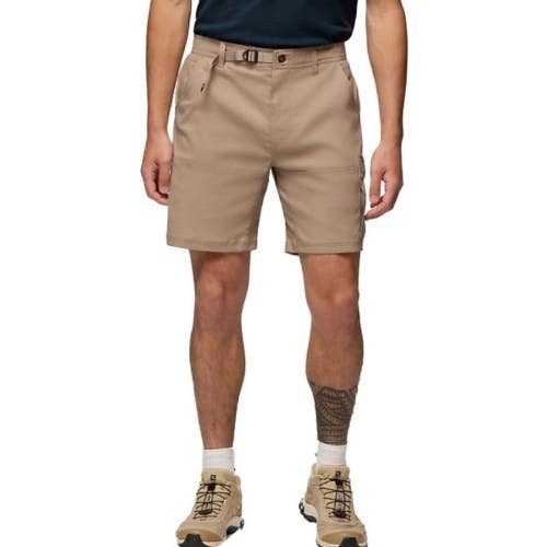 prAna Stretch Zion Cargo Shorts Mens 30x8 Sandbar Flat Front Belted Waist GBO602