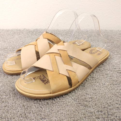 Sorel Ella Slide Sandals Womens Size 9.5 Shoes Leather Criss Cross Tan Brown