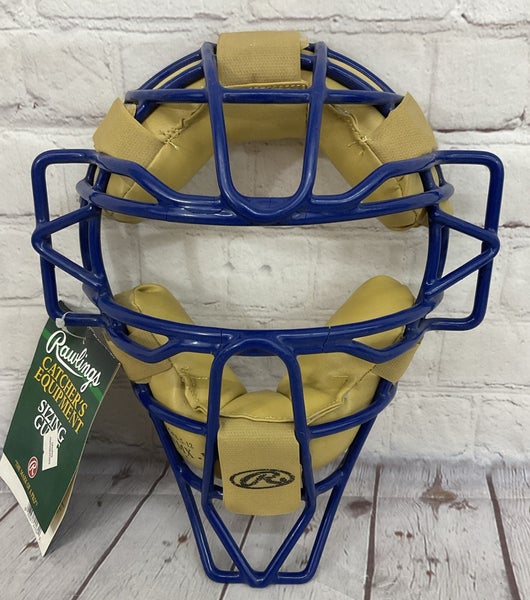 Rawlings PWMX-Y Youth Baseball Catcher Facemask Guard Blue Tan Ages 5 - 12