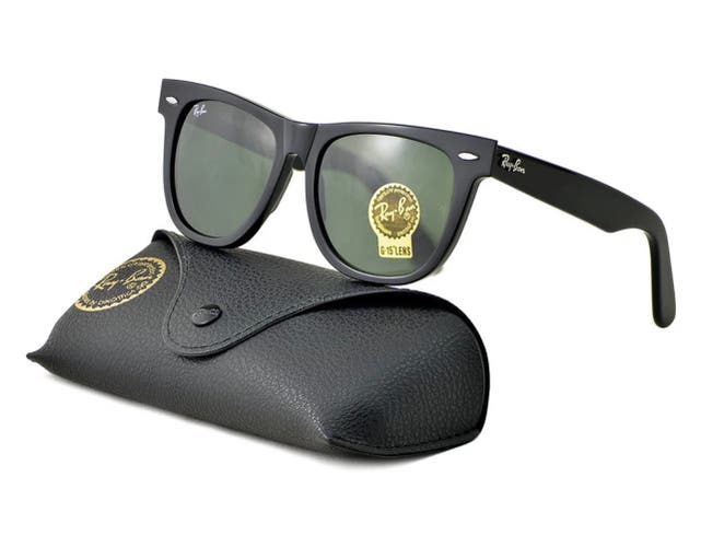 New Ray-Ban Wayfarer Black Frame Green Lens RB2140 G15 Lens Polarized