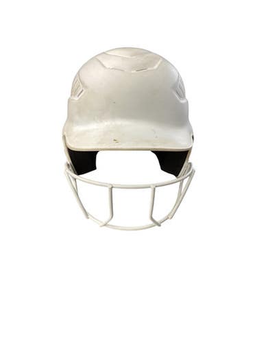 Used Rawlings BB/SB HELMET Batting Helmet w/Mask White MD 11760-S000086291