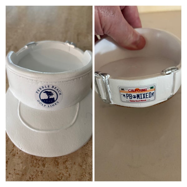 RARE PEBBLE BEACH GOLF VISOR COASTER (CERAMIC) - HAND PAINTED IN USA - EUC!