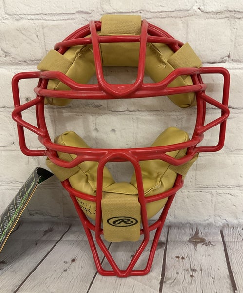 Rawlings PWMX-Y Youth Baseball Catcher Facemask Guard Red Tan Ages 5 - 12