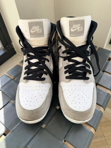Nike Air Jordan 1 Retro MCS High Top Molded Cleats White/Gray /Black Men's Size M 10.0 (W 11.0)