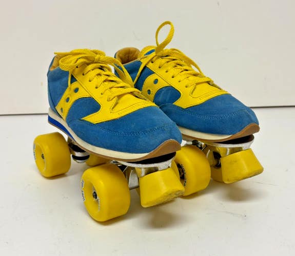 Saucony X Sure-Grip Jazz Blue Suede/Yellow Sneaker Roller Skates US 7 EU 40