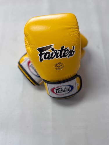 Yellow Fairtex Muay Thai Gloves 16oz Handcrafted Premium Leather (New)
