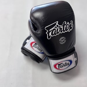 Black Fairtex Muay Thai Gloves 16oz Handcrafted Premium Leather (New)