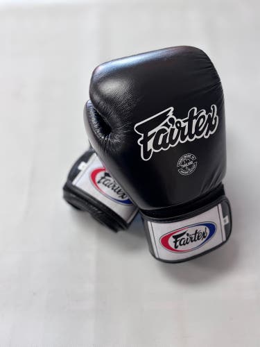 Black Fairtex Muay Thai Gloves 16oz Handcrafted Premium Leather (New)