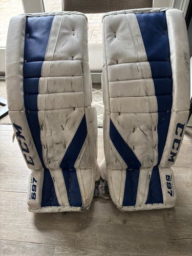32"+1 CCM Revolution 597 Goalie Senior Leg Pads Blue and White(Used)