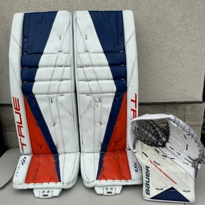Olivier Rodrigue Oilers 34" True Catalyst PX3 Goalie Pads And Glove Pro Stock (Used) 74356
