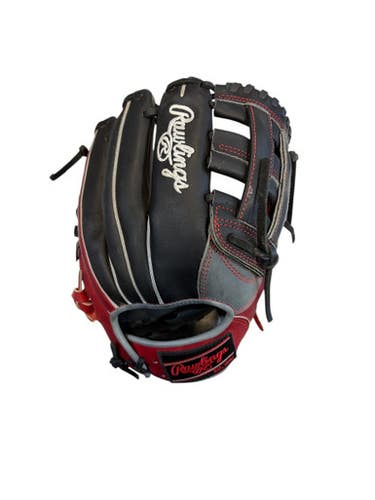 Used Rawlings HEART OF THE HIDE BB/SB Glove RH Throw Black And Wine Red 11 1/2" 11873-S000228930