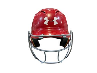 Used Under Armour Batting Helmet w/Mask Red One Size 11873-S000213688