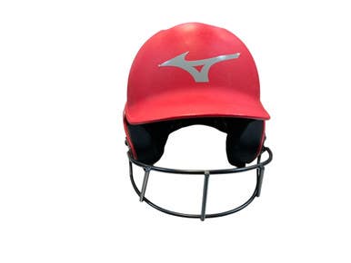 Used Mizuno Batting Helmet w/Mask Red One Size 11873-S000220371