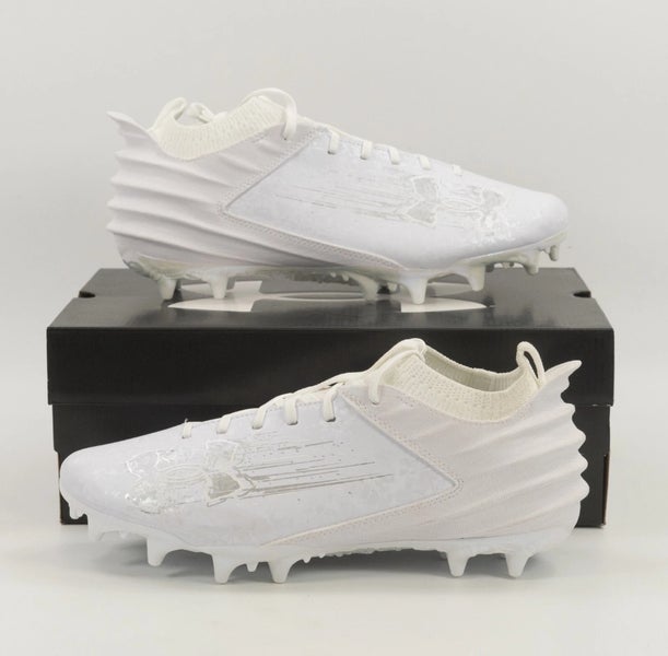 NEW Men’s size 14 Under Armour Blur Smoke Suede 2.0 MC Cleats 3027978-101 white lacrosse football