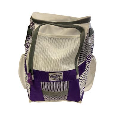 Used Rawlings BAT BACKPACK 2-BATS BB/SB Player Backpack Purple And White 11859-S000027800