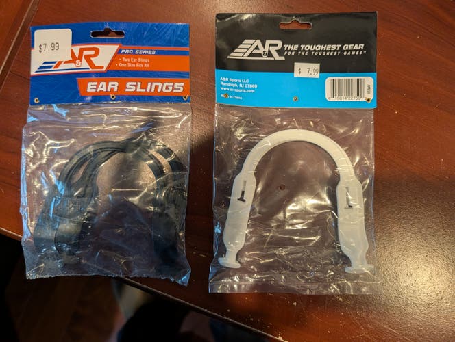 A&R Replacement Hockey Helmet Ear Loops / Ear Slings - One set Black & One set White