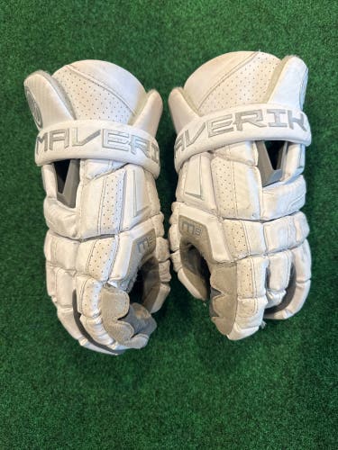 White Maverik M6 Lacrosse Gloves | 12" Medium (Used)