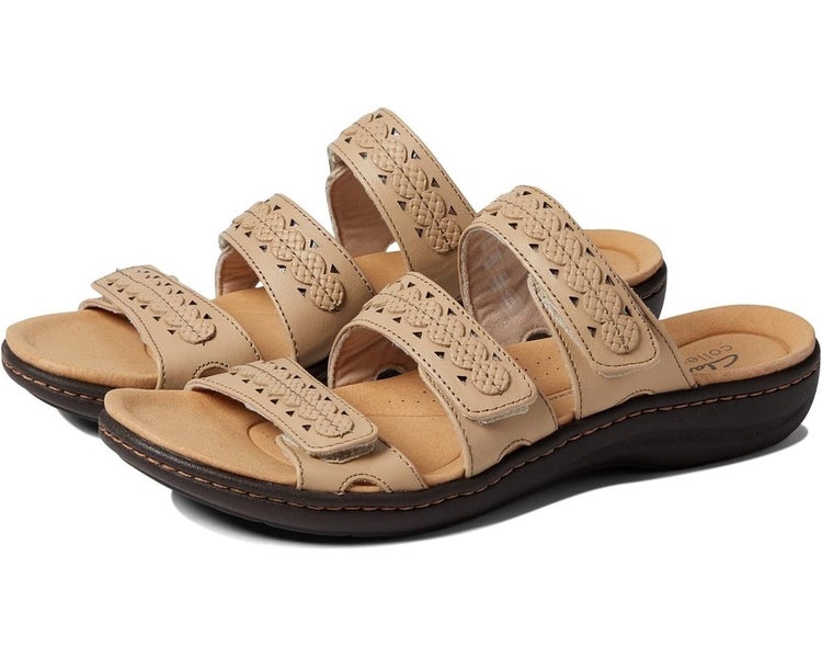 Clarks Laurieann Cove Sandals Womens US 7 Sand Leather Adjustable Strap HAWK1355