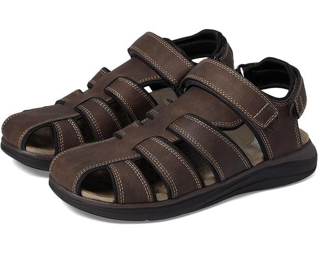 Dockers Byrd Fisherman Sandals Men's 14 Brown Faux Leather Hook & Loop HAWK1714