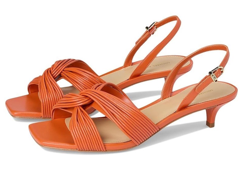 Michael Kors Alessia Kitten Sandal Women's US 10 Orange Punch Slingback HAWK1750