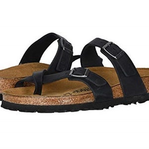 Birkenstock Mayari Thong Sandals Women's US Size 9 Black Oiled Leather HAWK1720