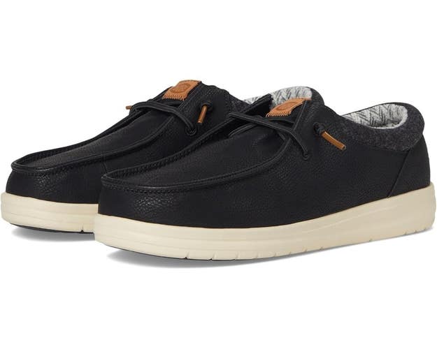 Hey Dude Paul Classic kids US 5 Black Slip On Moc Toe Casual Shoes HAWK1536