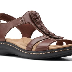 Clarks Laurieann Kay Slingback Sandals Women's Tan Leather Hook & Loop HAWK1428