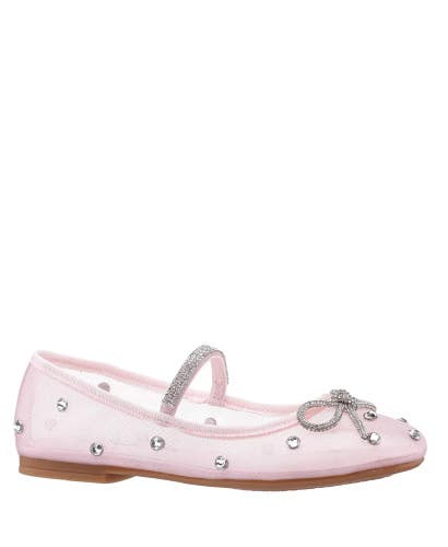 Nina Leva Mary Jane Girls 2C Blush Crystal Bow Slip-On Ballet Flats HAWK1754